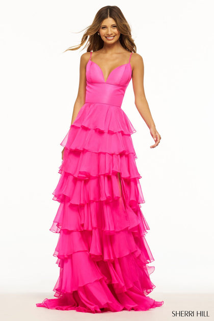 Sherri Hill Blush prom dress at XO by Sophia's