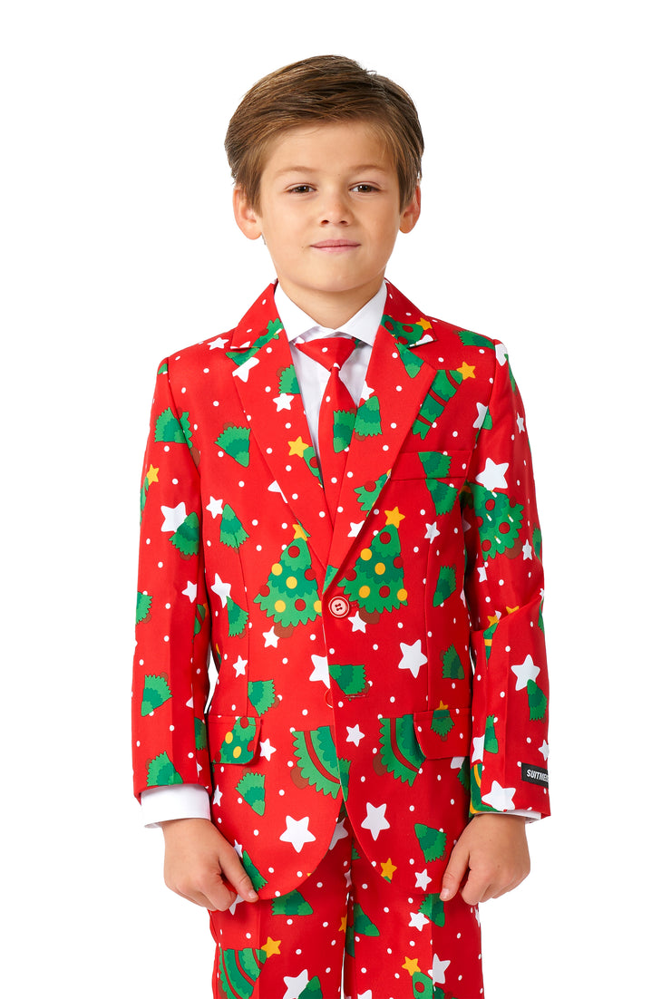 BOYS Christmas Trees Stars Red Tux or Suit