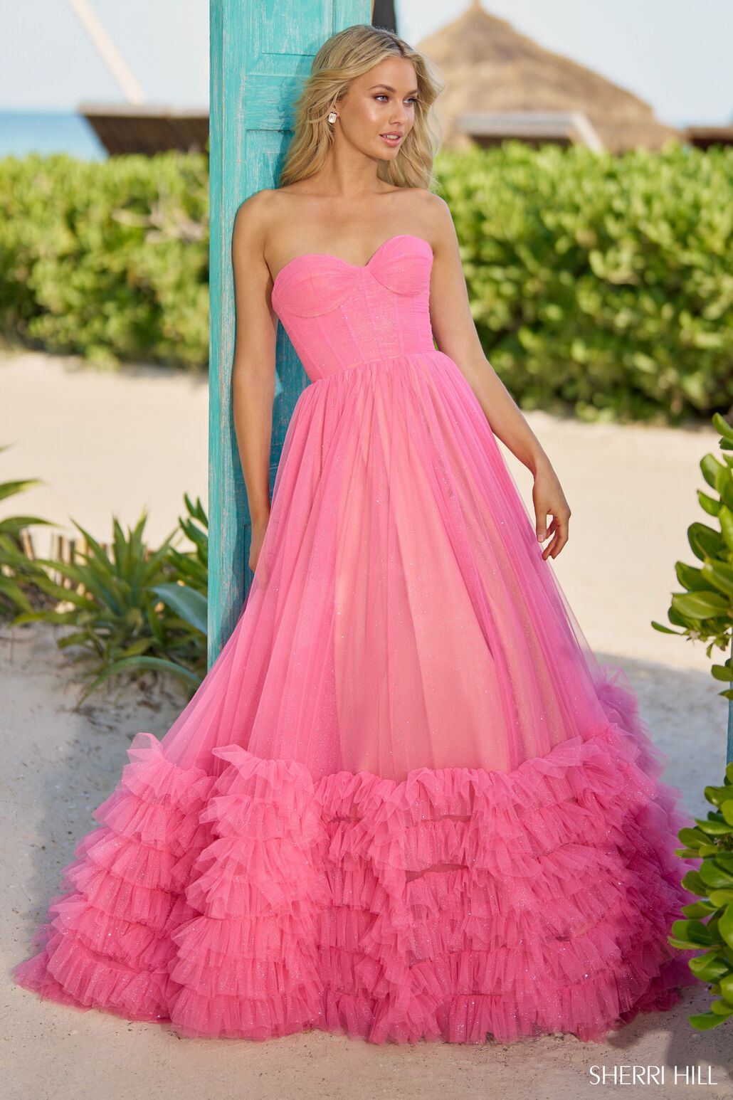 $6900 buy Sherri Hill Sz 10 Pink Satin Mermaid Evening/Pageant/Prom